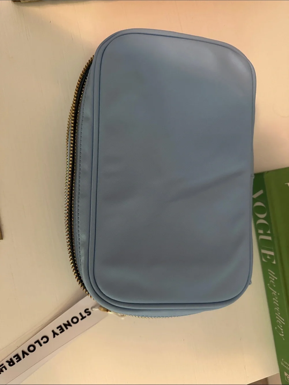 Stoney Clover Lane Double Zip Pouch in Periwinkle with Gold Hardware
